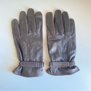 Vintage Women's Dark Brown 100% Leather Winter Fashion Gloves Size XL